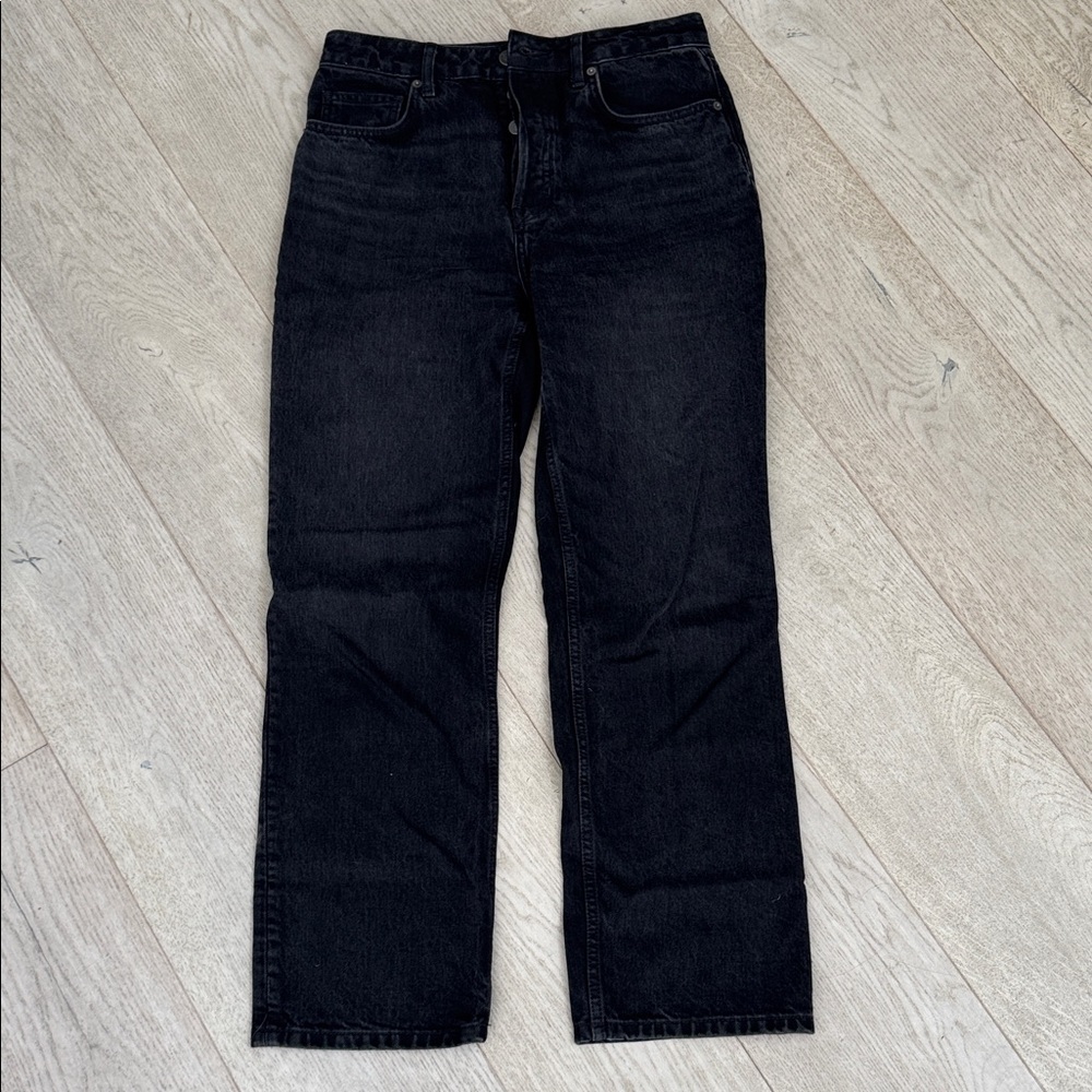 Reformation Cynthia High Rise Straight Leg Black Denim Jeans